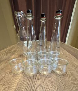 Clear Glass Champagne Bottles & Glass Yogurts 
