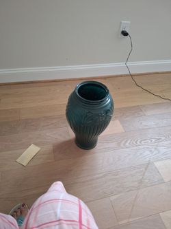 Teal Ceramic Floral Vase