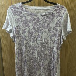 Purple Flower Talbots T Shirt -L (fits Like M) 
