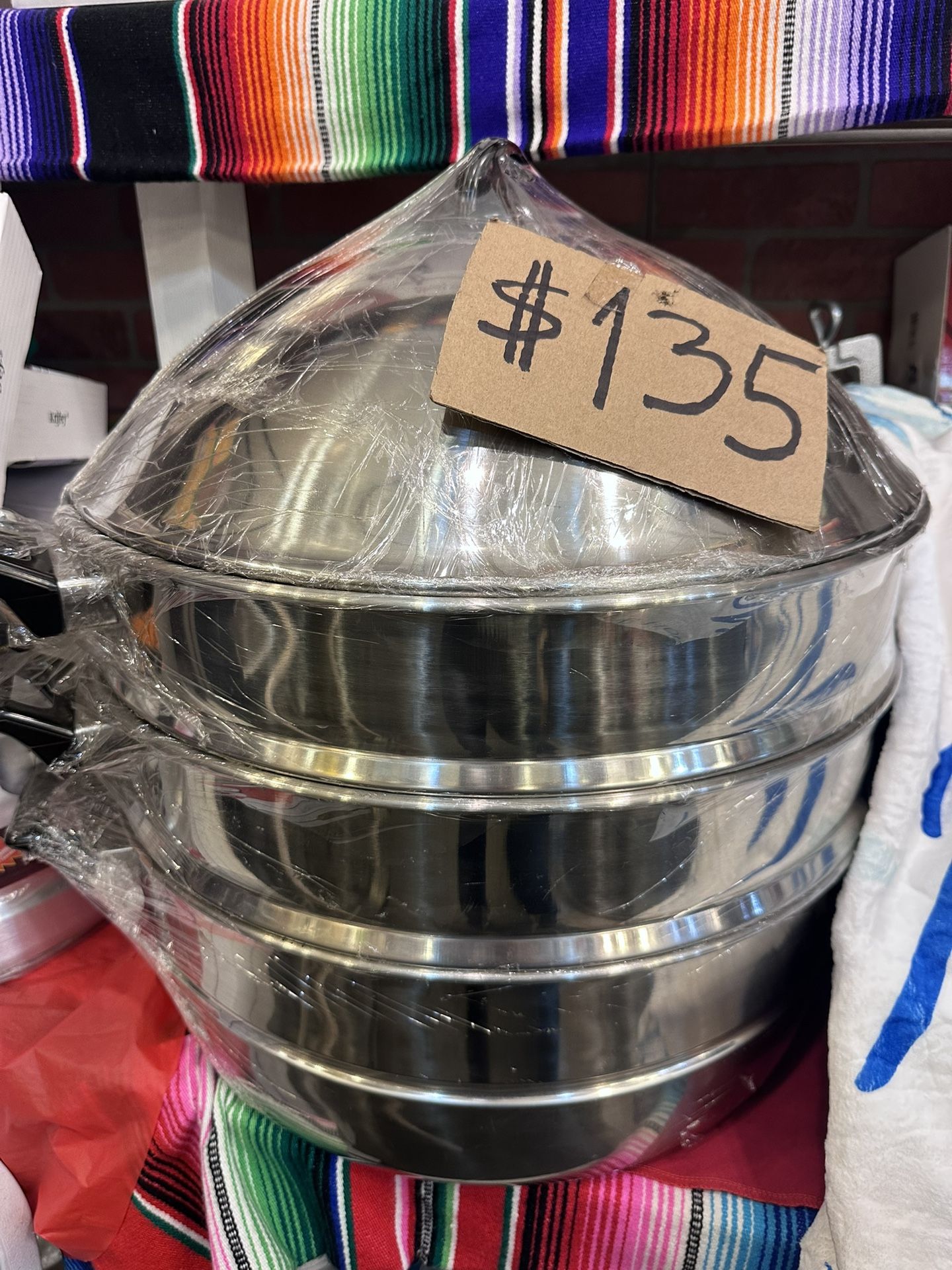 Olla Tamalera Grande -large Tamale Pot.  3-tier stainless steel steamer pot.Reduced Price Fast Sale 