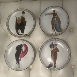 House Of Erte Franklin Mint Limited Edition Art Deco Porcelain Plates Set Of 4