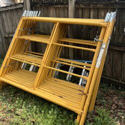 Scaffolding Set 6 Sections 5’ X 7’ With 6 Walkboards And Adjustable Feet