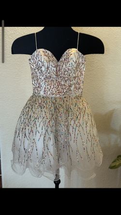 Short Tulle Dress With Multi-color Sequins