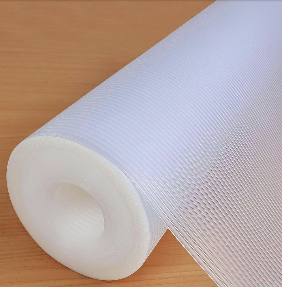 Shelf Liners 24 in x 20 ft EVA Drawer Mats, Non-Adhesive Cupboard Protector, Kitchen Cabinet Lining Fridge Liner (Clear Stripe, 61x610cm)