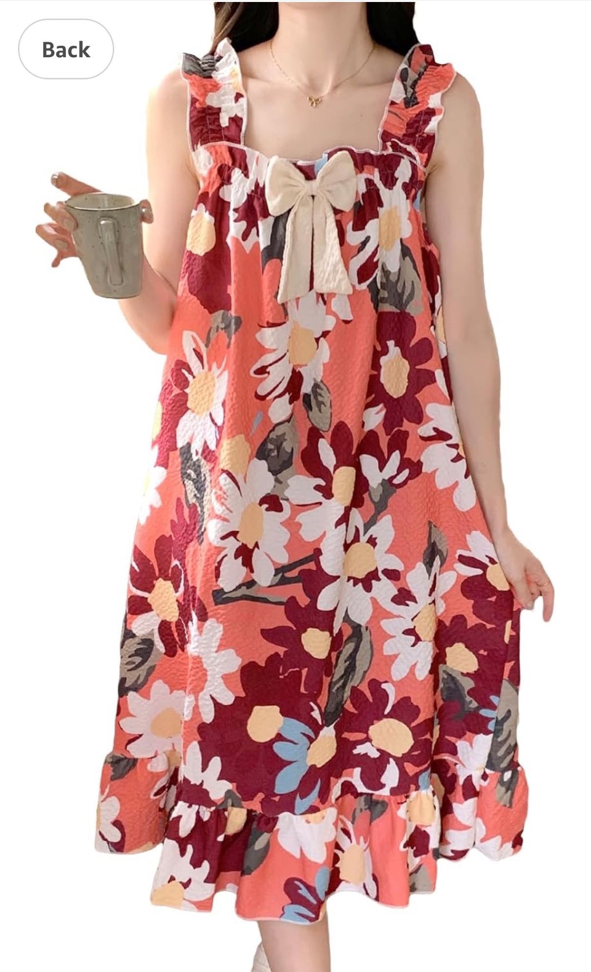 Women's Nightdress Sleeveless Loungewear Midi Sweet Pajamas Large Size Loose Nightgown Casual Dress