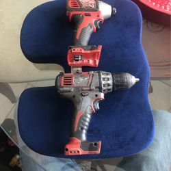 Milwaukee drill and impact driver combo used tools only no batteries included