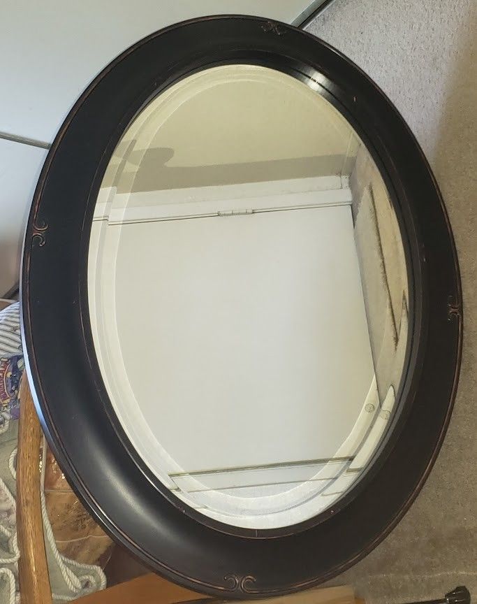 Dark Brown Oval Accent Mirror