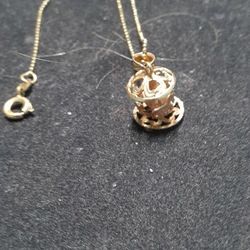 14kt Yellow And Rose Gold Carousel Charm On 14kt  19 Inch Yello Gold Chain