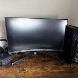 Black Playstation 5 With Samsung Odyssey Monitor and scuff Controller