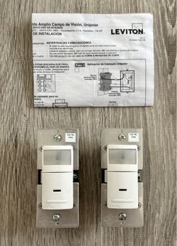 Set of 2 Leviton IPS02-1LW Decora Motion Sensor In-Wall Switch Auto-On 2.5A