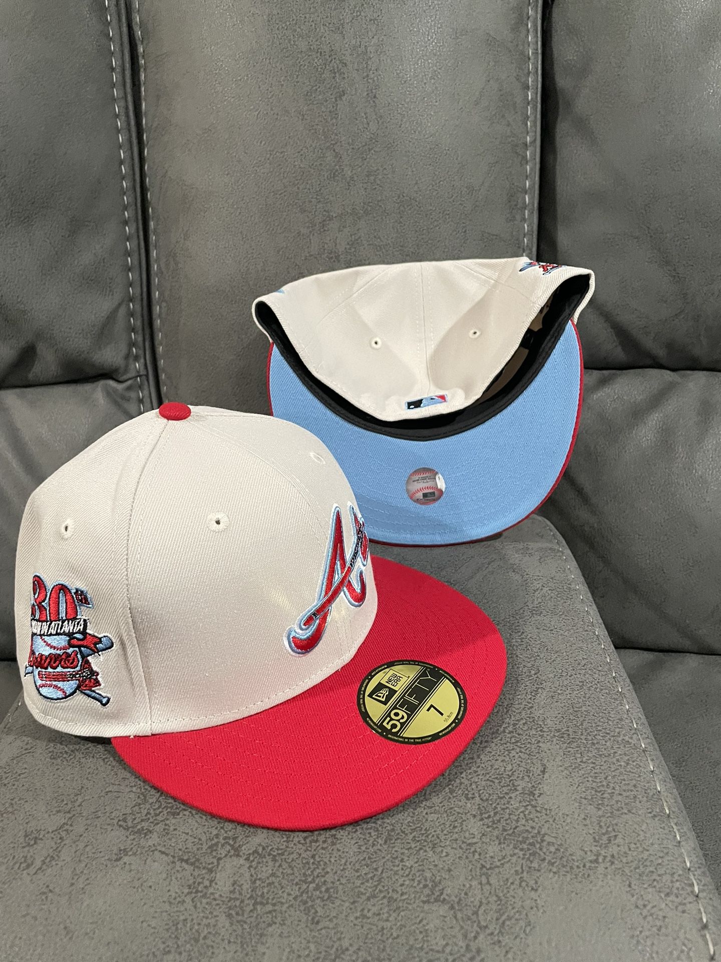 MLB New Era Atlanta Braves Off White Red Brim 30th Anniversary Patch  59fifty Fitted Hats Size 7 for Sale in City Of Industry, CA - OfferUp