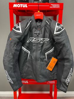 RST S1 D3o Leather Jacket Blk/Whi Md 103605WHI-42 Open Box