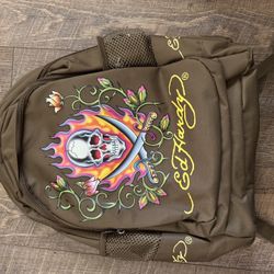 Vintage Ed Hardy Christian Audigier Skull & Roses Backpack – Y2K