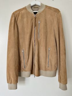 All Saints Relaxed Fit Suede Bomber Jacket