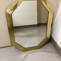 Vintage Brass Octagon Mirror 
