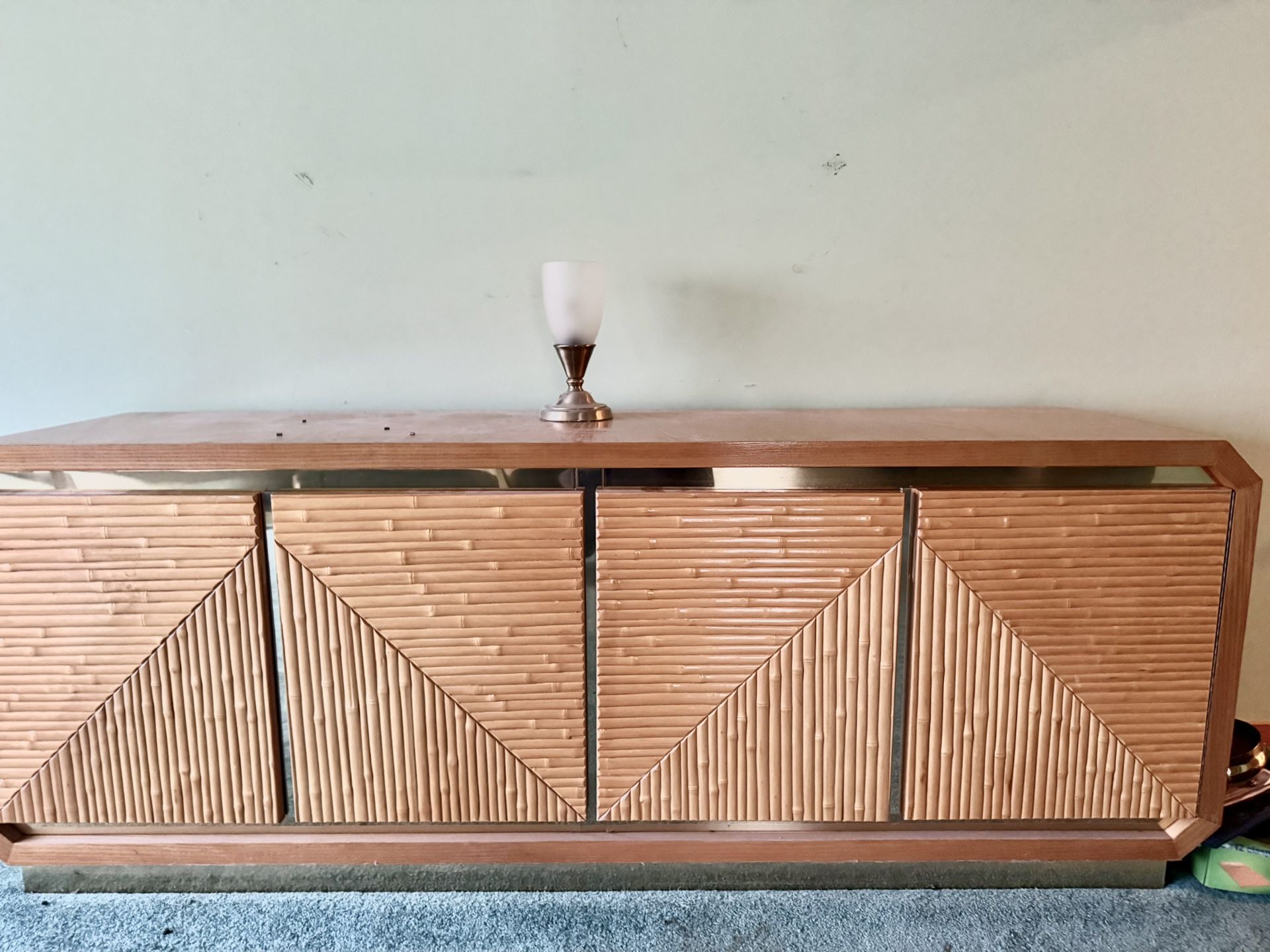 Vintage Solid Wood With Bamboo Accent Dresser