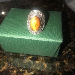 925 sterling Silver Eye Tiger Ring Size 7.5