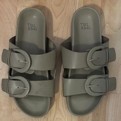 Olive Green 2 Buckle Sandals - Size 6