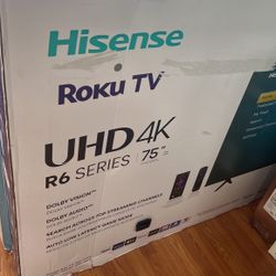 Roku Tv Hisense 75” Smart Tv 4K Brand New 