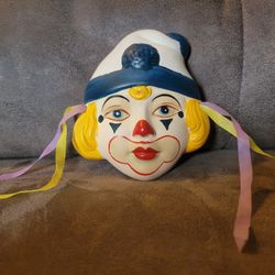Vintage Ceramic Rare 4" Clown Doll Mask Handpainted