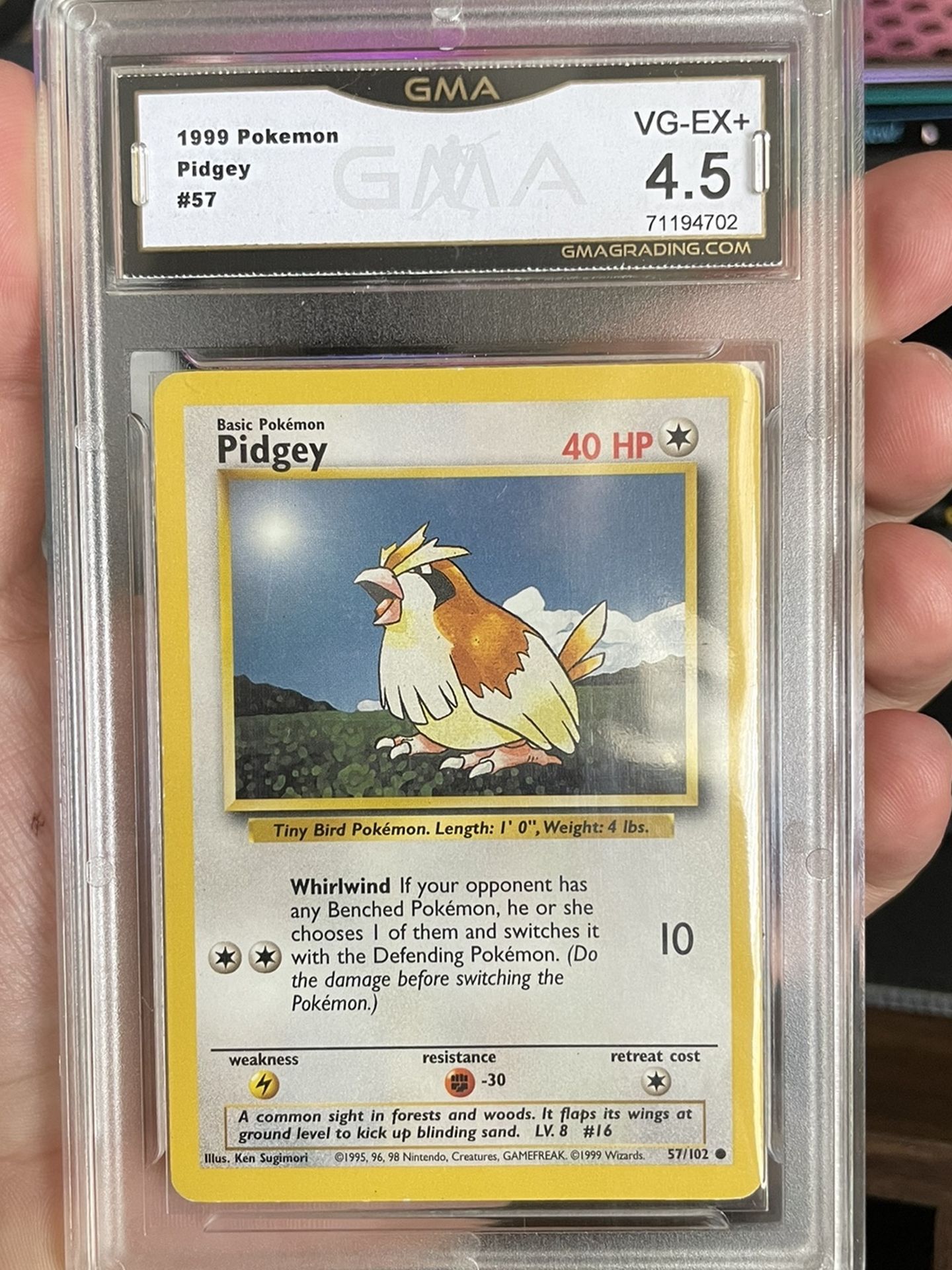 Pidgey 57/102 GMA 4.5 🦅 Pokemon - Pokémon - Graded 🔥