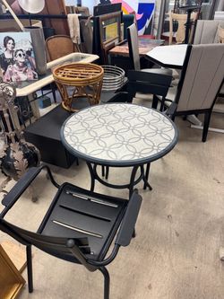 Mosaic Tile Top Bistro Table with Chair