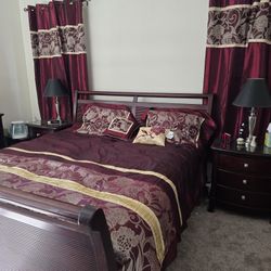 Burgundy King Bedding and Curtains