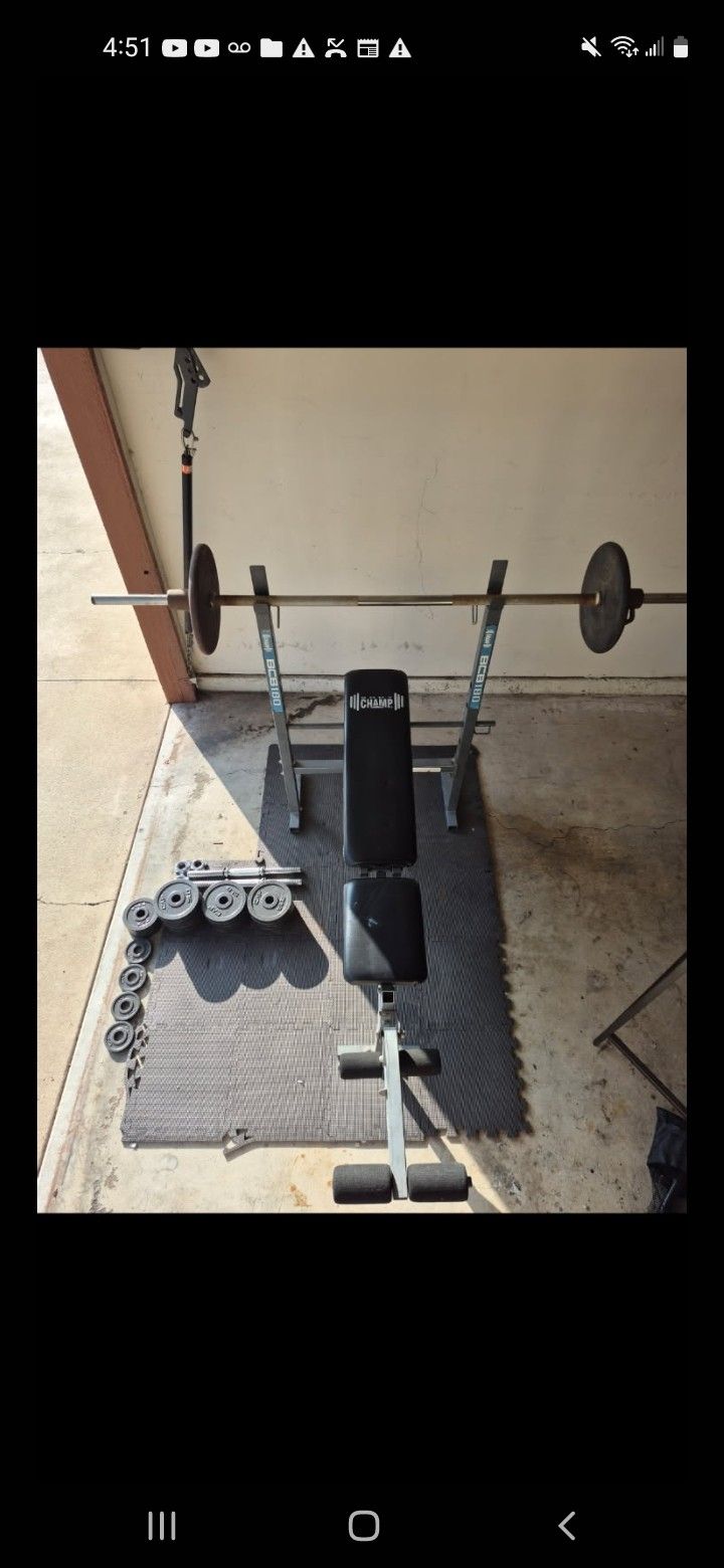 Bench Press And Weight Set 