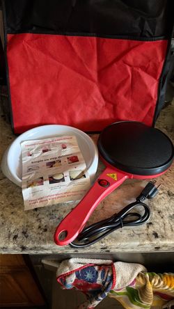 7”Electric Crepe Maker, Mini Non-Stick Coating Crepe Pan Portable Household Pancake Machine with Batter Bowl, Automatic Temperature Control Breakfast 