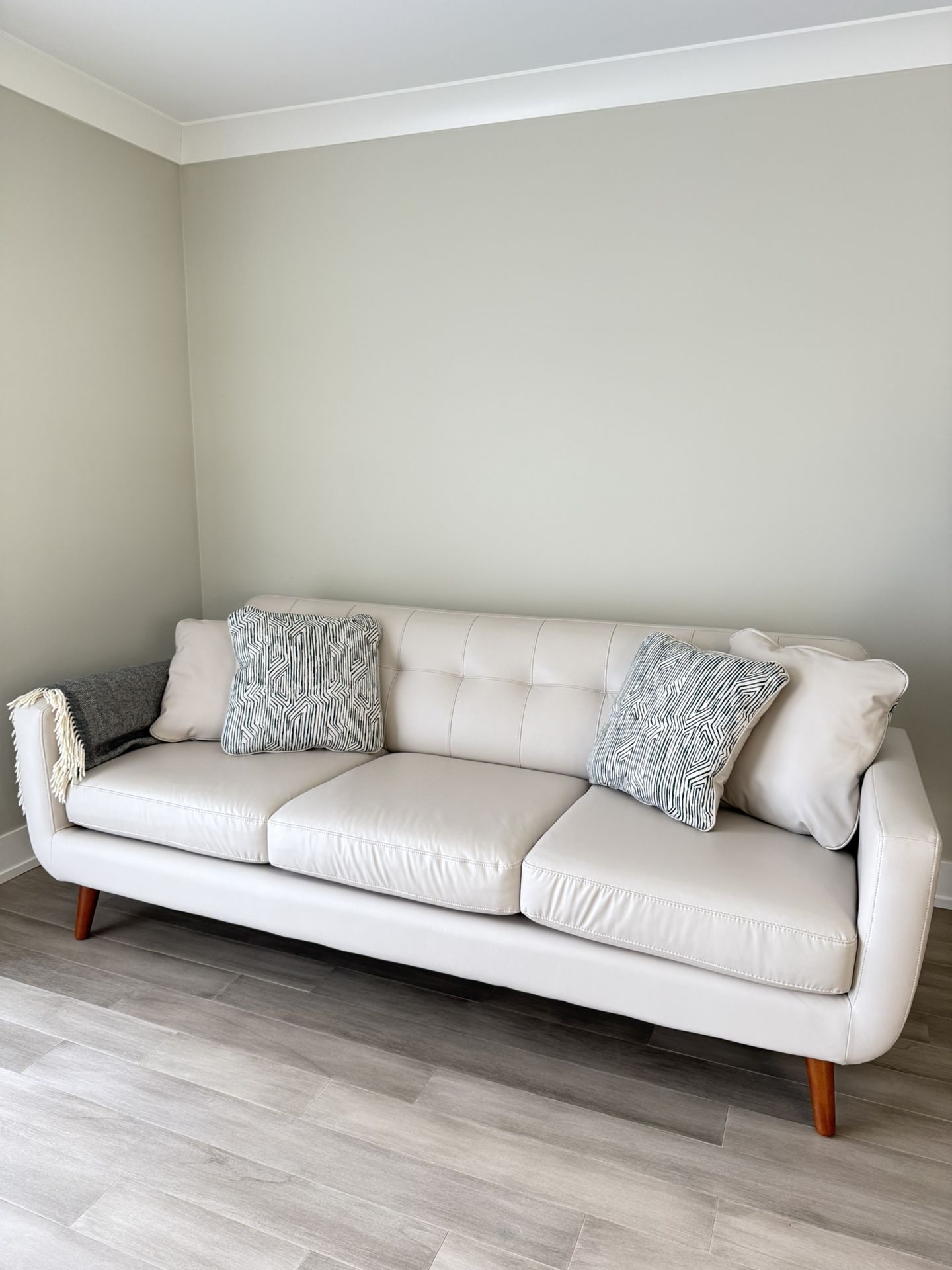 White Cream Faux Leather Sofa