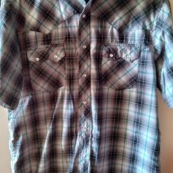 🔥 ONLY $20!! EX COND FLAWLESS LG GREEN WRANGLER WESTERN SOFT COTTON SNAP SHIRT 