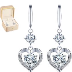 Onlylike Steerling Silver 4 carat HEART EARRINGS for wife