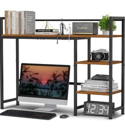 Snughome Desk Shelf, 38.6" Desktop Organizer Shelf, Desk Hutch for Computer Monitor, 4 Tier Desk Display Rack, Wood Desktop Bookshelf Storage Rack for