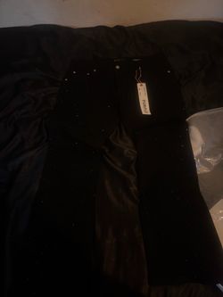 purple jeans black rhinestones