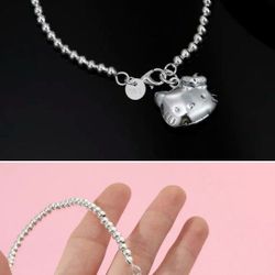 925 stamped Hello kitty Locket Necklace And Bracelet.set Swipe all pics sold separately SHIPPING AVAILABLE 