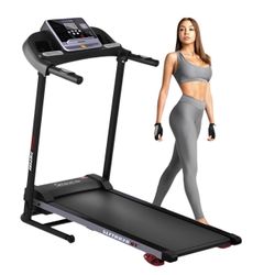 SereneLife Folding Treadmill - Foldable Home Fitness Equipment with LCD for Walking & Running, 6 MPH Speed, 1HP Motor, Cardio Machine, 4 Manual Inclin