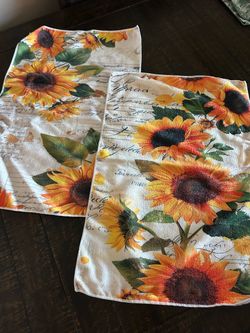 Sunflower Print Kitchen Towels Set of 2