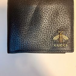 Gucci Black Leather Animalier Bifold Wallet
