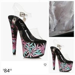 BRAND NEW Ellie Shoes Women's BAMBI 4/20 Mary Jane Stiletto Heels -CLR-6 Platform, 6 Clear