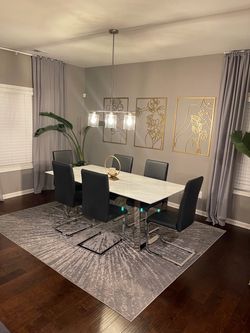 Modern Dining Table Set with 6 Chairs