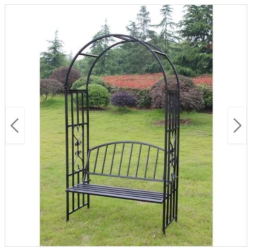 ChurchHomeCollections .co      Kinbor Outdoor Metal Garden Arch With Seat Bench Arch Garden Arbour For Climbing Plant
