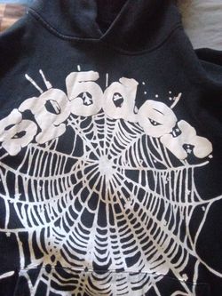Sp5der Black and White Hoodie Size Medium