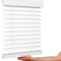 US Window And Floor 2" Faux Wood 28" W x 60" H, Inside Mount Cordless Blinds, 28 x 60, White
