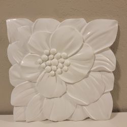 3D Pearl White Carved Flower Wall Hanging 
