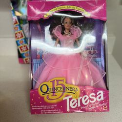 Special Edition Quinceañera Teresa Barbie doll. This vintage doll, released by Mattel in 1994, is a "Friend of Barbie" and celebrates a girl's 15th bi