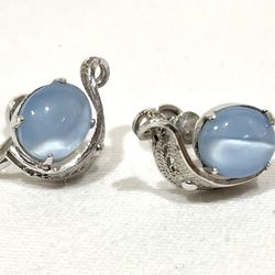 Earrings - Star Sapphire, clip-on.