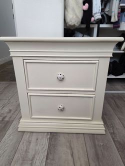 Girls Nightstand or Farmhouse End Table Cream 2 Drawers