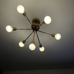 Modern Sputnik-Style Ceiling Light – Antique Brass Finish