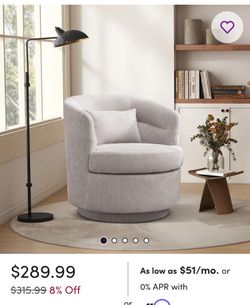 29" Wide Modern Upholstered Soft Swivel Barrel Chair With Lumbar Pillow