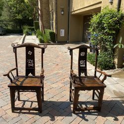 Hand Carved Asian Chairs
